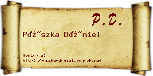 Pászka Dániel névjegykártya